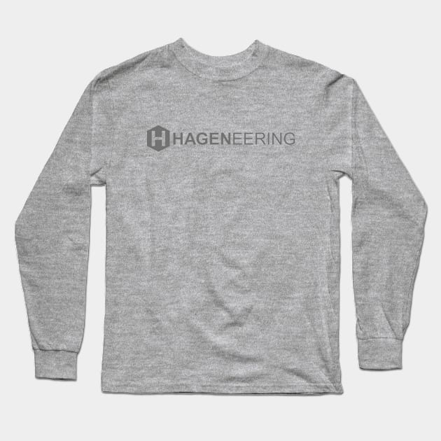 Hageneering Logo Shirt - Medium Gray Text Long Sleeve T-Shirt by Hageneering